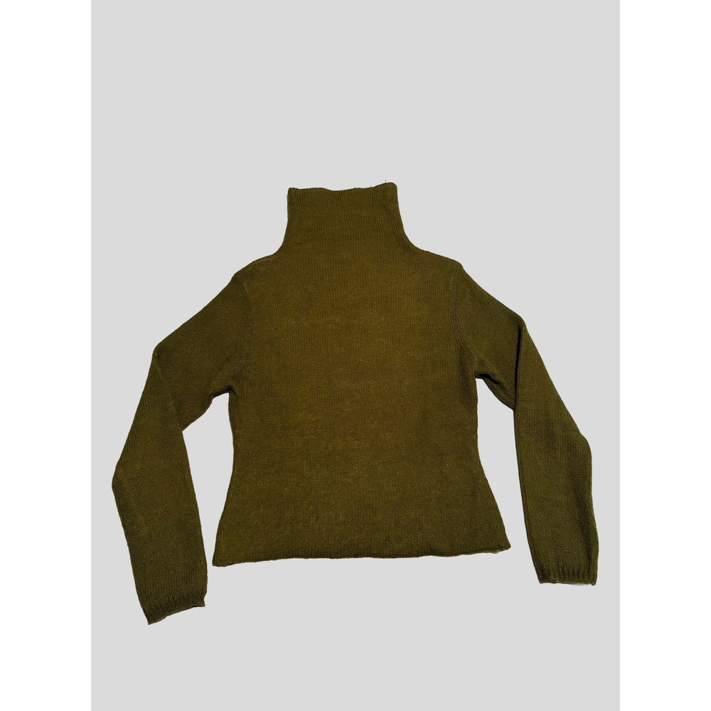 Kenzie Olive Green Mohair Blend Turtleneck Sweater Moss Knit Long Sleeve S
